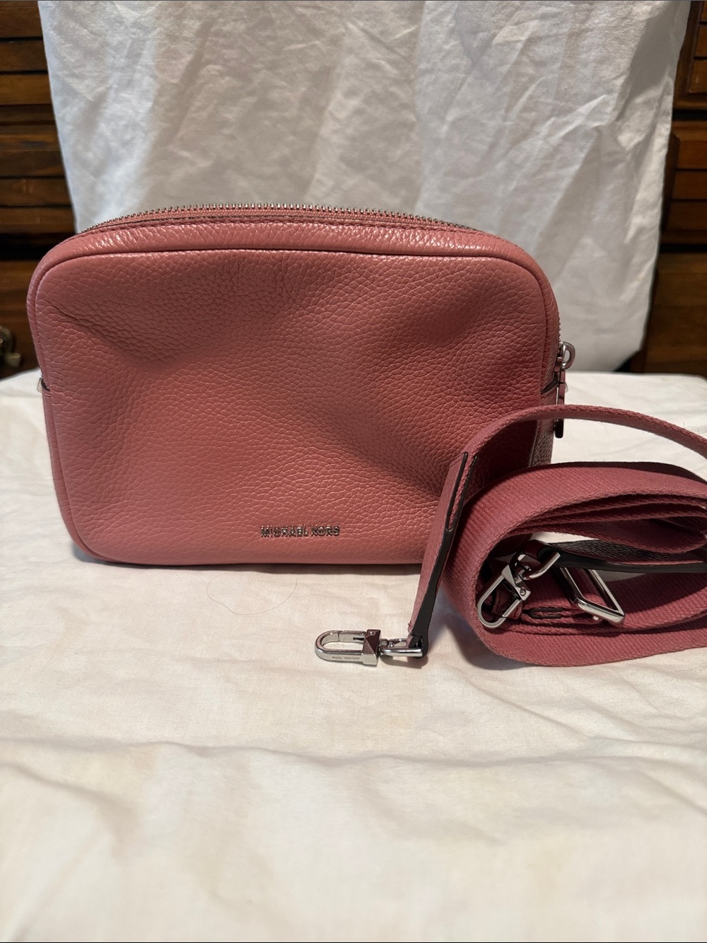 Michael Kors Rose Pink Pebbled Leather Crossbody Bag